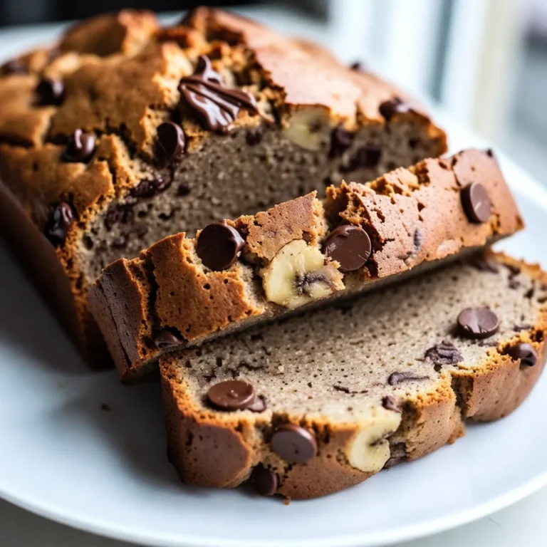 - 3 ripe bananas, mashed - 1/2 cup unsalted butter, melted - 3/4 cup granulated sugar - 1 large egg, beaten - 1 teaspoon vanilla extract - 1 teaspoon baking soda - 1/4 teaspoon salt - 1 1/2 cups all-purpose flour - 1/2 cup semi-sweet chocolate chips - Optional: 1/4 cup chopped walnuts Ripe bananas are the star of this recipe. They add natural sweetness and moisture. Use bananas that are brown and spotty for the best flavor. Unsalted butter brings richness and depth to the bread. Melt it first to help it blend easily with the bananas. Granulated sugar gives the bread a nice sweetness. You can adjust this based on your taste. A large beaten egg helps bind the ingredients together. It also adds fluffiness to the texture. Vanilla extract enhances the flavor of the bread. Just a teaspoon makes a big difference. Baking soda acts as a leavening agent. It helps the bread rise and become light. Salt balances the sweetness and improves the overall taste. A small amount goes a long way. All-purpose flour is the base of the bread. It gives structure and holds everything together. Semi-sweet chocolate chips provide bursts of chocolatey goodness. They melt slightly during baking, creating a gooey texture. If you like nuts, chopped walnuts add a nice crunch. They are optional but highly recommended for extra flavor. These ingredients work together to create a delicious treat. Each one plays a key role in making your chocolate chip banana bread easy and tasty. {{ingredient_image_1}} 1. Preheat your oven to 350°F (175°C). Grease a 9x5-inch loaf pan. This helps the bread not stick. 2. In a large bowl, mash 3 ripe bananas. Add 1/2 cup of melted unsalted butter. Stir until mixed well. 3. To the banana mix, add 3/4 cup granulated sugar and 1 beaten egg. Mix until everything is together. 4. Next, stir in 1 teaspoon of vanilla extract, 1 teaspoon baking soda, and 1/4 teaspoon of salt. Make sure it’s even. 5. Slowly add 1 1/2 cups of all-purpose flour. Mix just until combined. Be careful not to overmix. 6. Now, fold in 1/2 cup of semi-sweet chocolate chips and 1/4 cup of chopped walnuts if you want. This adds great flavor. 7. Pour the batter into the prepared loaf pan. Smooth the top with a spatula to make it nice. 8. Bake in the oven for 50-60 minutes. Check if it’s done by inserting a toothpick. It should come out clean. 9. Let the banana bread cool in the pan for 10 minutes. Then, move it to a wire rack to cool fully. - To check for doneness, insert a toothpick into the center of the bread. It should come out clean. If not, bake a bit longer. - Allow the bread to cool for the best taste. Cutting it warm can make it fall apart. To get the best banana bread, use ripe bananas. When bananas are ripe, they are soft and sweet. This helps your bread taste great and have a moist texture. Look for bananas with brown spots on the peel. These brown spots show that the bananas are sweet and ready to use. Avoid overmixing the batter. When you mix too much, the bread can become tough. Mix just until you see no dry flour. This keeps the bread light and fluffy. For a rich taste, I recommend using semi-sweet chocolate chips. They melt well and add sweetness without being too rich. If you want a deeper flavor, try dark chocolate chips. They bring a nice contrast to the sweet bananas. You can also add other flavors to your bread. Consider adding a sprinkle of cinnamon or nutmeg. A splash of almond extract can also make a big difference. If you like nuts, chopped walnuts give a nice crunch. Add them to the batter for extra texture. Pro Tips Choose Ripe Bananas: The riper the bananas, the sweeter and more flavorful your bread will be. Look for bananas with lots of brown spots for the best results. Don’t Overmix: When adding the flour, mix just until combined. Overmixing can lead to a dense and tough banana bread. Customize Your Add-ins: Feel free to substitute or add different ingredients like dried fruits, nuts, or even peanut butter chips for a unique twist. Store Properly: To keep your banana bread fresh, wrap it tightly in plastic wrap and store it at room temperature for up to 3 days, or freeze for longer storage. {{image_2}} You can easily change up your chocolate chip banana bread by adding nuts, fruits, or different chocolate types. Here are some tasty options: - Nuts: Chopped walnuts or pecans add a nice crunch. - Fruits: Diced apples or berries can bring extra flavor. - Chocolate Types: Use dark chocolate chips or white chocolate for a twist. If you want a healthier option, swap regular flour for whole wheat or almond flour. You can also try a gluten-free blend to fit dietary needs. Just check the package for the right amount to use. Adding new flavors can make your banana bread even more exciting. Here are a few ideas: - Extracts: Try using almond or coconut extract instead of vanilla. Each brings its own unique taste. - Spices: Add a pinch of cinnamon or nutmeg for warmth and depth. You can also adjust the sweetness. If you like it less sweet, cut back on the sugar. Taste the batter before baking to find your perfect balance! Store your chocolate chip banana bread at room temperature for the best taste. Keep it in an airtight container or wrap it in plastic wrap. This helps keep the bread moist and fresh. If your kitchen is warm, put it in the fridge. Cold can dry it out, so only do this if needed. For longer storage, freeze the banana bread. Wrap it tightly in plastic wrap or foil. Then, place it in a freezer bag to prevent freezer burn. When you want to enjoy it, let it thaw in the fridge overnight or at room temperature for a few hours. Chocolate chip banana bread lasts about 3 to 5 days on the counter. If you store it in the fridge, it can last up to a week. In the freezer, it stays good for 2 to 3 months. Just make sure to check for any signs of spoilage before eating. Can I use frozen bananas? Yes, you can use frozen bananas. Just thaw them first. They should be mushy and sweet. This works great for your banana bread. How can I make it vegan? To make it vegan, swap the egg for a flax egg. Mix one tablespoon of flaxseed meal with three tablespoons of water. Let it sit for five minutes. You can also use plant-based butter instead of regular butter. What can I substitute for eggs? You have several options. Use a flax egg, unsweetened applesauce, or mashed banana. Each of these works well in banana bread. Stick to 1/4 cup of any substitute for one egg. Can I make mini loaves instead of one large loaf? Yes, you can make mini loaves. Divide the batter into smaller pans. Bake them for about 25 to 30 minutes. Keep an eye on them as they bake. How do I know when the bread is done baking? Check for doneness with a toothpick. Insert it into the center of the loaf. If it comes out clean, your bread is ready. If it has batter on it, bake for a few more minutes. In this blog post, we explored how to make delicious banana bread. We looked at the key ingredients you need, like ripe bananas and chocolate chips. I shared step-by-step instructions that guide you from prep to baking. You learned tips for achieving the perfect texture and ways to customize flavors. Plus, I covered storage tips to keep your bread fresh. Banana bread is simple and fun to make. Enjoy experimenting with flavors and share your tasty results!