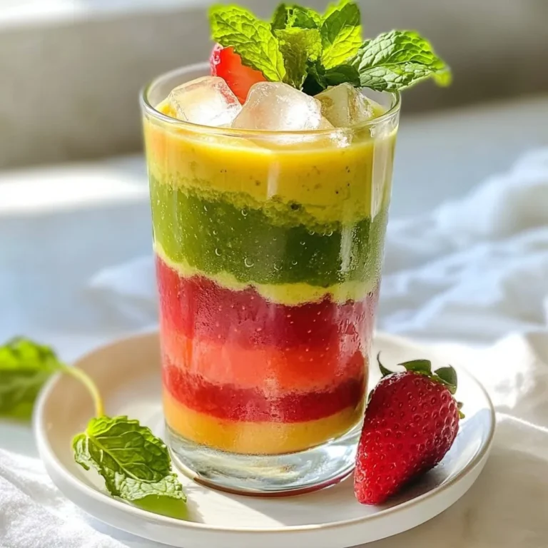 To make a delicious Strawberry Iced Matcha Latte, you will need: - 1 tablespoon matcha green tea powder - 1 cup milk of choice (almond, oat, or dairy) - 1 cup fresh strawberries, hulled and sliced - 2 tablespoons honey or maple syrup (adjust to taste) - 1/2 cup ice cubes - A pinch of sea salt - Fresh mint leaves for garnish (optional) If you don't have some ingredients, no worries! Here are some easy swaps: - Matcha Powder: You can use green tea powder, but the flavor will change. - Milk: Try coconut milk for a tropical twist or use water for a lighter drink. - Strawberries: Replace with other berries like raspberries or blueberries. They taste great too! - Sweetener: Use agave syrup or stevia if you want a sugar-free option. Each ingredient in this drink packs a nutritional punch: - Matcha: This green tea is full of antioxidants. It boosts energy and helps focus. - Strawberries: These berries are low in calories. They are high in vitamin C and fiber. - Milk: Whether dairy or plant-based, milk adds protein and calcium for strong bones. - Honey or Maple Syrup: Both provide natural sweetness and are rich in vitamins. - Sea Salt: A pinch can enhance flavor and help balance electrolytes. - Mint Leaves: They add freshness and can aid digestion. {{ingredient_image_1}} To make the strawberry puree, start with fresh strawberries. Hull and slice them into smaller pieces. Place the sliced strawberries in a blender. Add honey or maple syrup for sweetness. Blend until smooth. If you want some texture, pulse the mixture instead. Set the puree aside. It will add a tasty layer to your drink. Next, grab your matcha green tea powder. Use a small bowl to sift the matcha. This helps remove any lumps. Then, whisk in 2 to 3 tablespoons of warm water. Aim for a smooth green paste. Once mixed, pour in the milk of your choice. Stir well until everything combines. This matcha mixture will give your drink a lovely green color. Now it’s time to build your drink. Take a glass and add the strawberry puree first. Spread it evenly at the bottom. Next, add a handful of ice cubes on top of the puree. This keeps your drink cold. Slowly pour the matcha milk over the ice. This creates beautiful layers. Finally, if you like, add fresh mint leaves on top. These add color and a nice touch. Enjoy your refreshing strawberry iced matcha latte! To make great matcha, start with a fine powder. Sift it to break up clumps. Use a small bowl to whisk the matcha with warm water. Keep whisking until you see a smooth mix. This will help avoid any lumps in your drink. The right mix looks like a green paste. Then, add the rest of your milk slowly. Whisk again until it's all blended well. Layering makes your drink look fancy and fun. To start, pour the strawberry puree into your glass first. This gives a bright red base. Next, add ice cubes gently on top. This helps hold the layers. Finally, pour the matcha milk slowly over the ice. Tilt the glass slightly to help keep the layers separate. The matcha should sit on top of the strawberries for a pretty look. Sweetness is key for a tasty drink. You can use honey or maple syrup. Start with two tablespoons, then taste it. If you want it sweeter, add more. You can also try other sweeteners like agave or stevia. Remember, keep it balanced. You want the matcha and strawberry flavors to shine through. Pro Tips Choosing the Right Matcha: Opt for high-quality ceremonial grade matcha for a smoother taste and vibrant color. Strawberry Sweetness: Adjust the sweetness of your strawberry puree by tasting and adding more honey or maple syrup as needed. Layering Techniques: Pour the matcha gently over the ice to maintain the beautiful layers and avoid mixing too soon. Refreshing Garnish: Fresh mint not only adds a pop of color but also elevates the flavor profile; consider using basil for a unique twist. {{image_2}} You can easily make this drink dairy-free. Use almond milk, oat milk, or coconut milk instead of regular milk. These options keep the drink creamy without dairy. My favorite is oat milk; it adds a nice sweetness. Just make sure to pick a brand without added sugar for the best taste. You can jazz up your strawberry iced matcha latte with different flavors. Try adding a dash of vanilla extract for warmth. Or mix in a pinch of cinnamon for a unique twist. You could also blend in some fresh basil or rosemary for a refreshing herbal note. Experimenting with flavors keeps the drink exciting. Change the fruit based on the season. In summer, use ripe peaches or blueberries. In fall, you might try adding pumpkin puree and a sprinkle of nutmeg. During winter, warm spices like chai can make it cozy. This way, you can enjoy a different drink all year round! If you have extra Strawberry Iced Matcha Latte, store it in the fridge. Use an airtight container to keep it fresh. It’s best to drink it within 24 hours. The flavors taste best when fresh, but you can enjoy it for up to two days. Iced drinks are best enjoyed cold. If you want to warm up your matcha, do it gently. Pour the drink into a pot and heat it on low. Stir often to keep it smooth. Avoid boiling, as this can change the taste. Use ripe strawberries for a sweet flavor. Always wash and hull them right before use. For matcha, store it in a cool, dark place. This keeps it fresh and vibrant. If you use milk, only buy what you need. Fresh milk lasts longer when unopened. A Strawberry Iced Matcha Latte is a refreshing drink. It combines creamy matcha with sweet strawberry puree. The mix creates a beautiful green and pink layered effect. You enjoy it cold, making it perfect for hot days. This drink packs a flavor punch while keeping you cool. You can use powdered strawberries, but fresh gives the best taste. Fresh berries add bright flavor and texture. If you choose powdered, mix it with water to make a puree. Adjust the sweetness to your liking. To make a vegan Strawberry Iced Matcha Latte, use plant-based milk. Almond, oat, or coconut milk works great. Replace honey with maple syrup for sweetness. This keeps your drink creamy and dairy-free. Yes, you can prepare some parts in advance. Make the strawberry puree and store it in the fridge. You can also whisk the matcha ahead of time. Just mix it with milk when you are ready to serve. This saves time and keeps the drink fresh. You learned about the key ingredients for a Strawberry Iced Matcha Latte. We discussed substitutions and health benefits. I gave you step-by-step instructions to make this drink. You'll find tips for perfect consistency and layering. Variations let you explore different flavors, while storage tips keep your drink fresh. Embrace your creativity with this recipe. Enjoy the journey and savor each sip. Make it your own, and have fun!