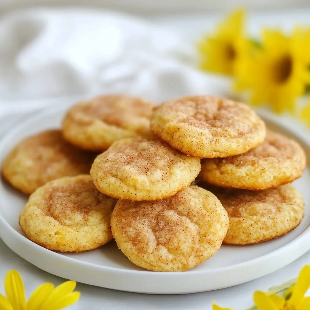 To make Soft & Chewy Snickerdoodles, you need a few key ingredients. Here’s what you’ll need: - 1 cup unsalted butter, softened - 1 ½ cups granulated sugar - 2 large eggs - 1 teaspoon vanilla extract - 3 cups all-purpose flour - 2 teaspoons cream of tartar - 1 teaspoon baking soda - ½ teaspoon salt - 2 tablespoons cinnamon sugar (1 tablespoon cinnamon mixed with 1 tablespoon sugar) for rolling These ingredients work together to create that soft, chewy texture we all love. Having the right tools makes baking easier. Here’s what I recommend: - Large mixing bowl - Measuring cups and spoons - Whisk or electric mixer - Rubber spatula - Sifter (for dry ingredients) - Baking sheets - Parchment paper - Cookie scoop These tools help you mix, measure, and bake your cookies perfectly. You might not have all the ingredients at home. Here are some swaps you can try: - Unsalted butter: Use margarine or coconut oil. - Granulated sugar: Brown sugar adds a richer taste. - All-purpose flour: Use a gluten-free mix for gluten-free cookies. - Eggs: Substitute with applesauce or a flaxseed mix for vegan cookies. These substitutions can change the flavor and texture, so feel free to experiment! {{ingredient_image_1}} Start by preheating your oven to 350°F (175°C). Line two baking sheets with parchment paper. In a large bowl, cream together the softened butter and granulated sugar. Mix until fluffy for about 2-3 minutes. This step adds air, making the cookies soft. Next, crack in the eggs one at a time. Mix well after each egg. Then, add the vanilla extract and stir. In another bowl, sift together the flour, cream of tartar, baking soda, and salt. This helps to mix the dry ingredients evenly. Gradually add this dry mix to the wet mix. Stir until just combined. Do not over-mix; this keeps the cookies tender. Cover your dough with plastic wrap and place it in the fridge. Chill for about 30 minutes. Chilling the dough is key. It helps the cookies keep their shape and prevents them from spreading too much while baking. This step might seem small, but it makes a big difference in texture. Once the dough is chilled, scoop about 2 tablespoons of it. Roll each scoop into a ball. Roll the ball in the cinnamon sugar mixture until fully coated. Place the dough balls on the prepared baking sheets, spacing them about 2 inches apart. Bake in your preheated oven for 10-12 minutes. The cookies should be lightly golden around the edges but still soft in the center. This is perfect for that soft and chewy texture. After baking, let them cool on the baking sheet for 5 minutes. Then, transfer the cookies to a wire rack to cool completely. Enjoy these delightful cookies warm or at room temperature! To get soft and chewy snickerdoodles, follow a few key steps. First, use softened butter. This helps to create a light and fluffy dough. Next, chill the dough for about 30 minutes. Chilling stops the cookies from spreading too much while baking. Bake them until the edges turn golden but the centers stay soft. This timing is crucial for that chewy texture. Let the cookies cool on the baking sheet for about 5 minutes. This helps them set and keeps them soft. After that, move them to a wire rack. This lets air circulate around the cookies, preventing sogginess. When serving, arrange them on a nice plate. You can sprinkle extra cinnamon sugar on top for a sweet touch. Pair them with a glass of milk for the best treat. If your cookies are too flat, check your butter temperature. It should be soft but not melted. If they are too dry, you may have overmixed the dough. Mix until combined, then stop. If they spread too much, make sure to chill the dough longer. Lastly, for cookies that taste too bland, add a pinch more salt. This can really lift the flavor! Pro Tips Chill the Dough: Refrigerating the dough for at least 30 minutes helps prevent the cookies from spreading too much while baking, resulting in soft and chewy centers. Perfect Portioning: Use a cookie scoop or tablespoon to ensure uniform cookie sizes, which helps all cookies bake evenly. Watch the Baking Time: Keep an eye on the cookies; they should be lightly golden at the edges while remaining soft in the center. Overbaking can lead to a hard texture. Extra Cinnamon Sugar: For an added flavor boost, sprinkle a little extra cinnamon sugar on top of the cookies just before serving. {{image_2}} You can twist the classic snickerdoodle recipe with fun flavors. Try adding ½ cup of chopped nuts, like pecans or walnuts, for a crunchy bite. Want something sweet? Mix in ½ cup of chocolate chips or butterscotch chips. For a fruity kick, add a handful of dried cranberries or cherries. These add-ins make each bite exciting and unique. If you need a gluten-free version, swap the all-purpose flour for a gluten-free blend. Look for a mix that includes xanthan gum. This will help keep the cookies fluffy and chewy. Just follow the same steps in the recipe, and you will create tasty gluten-free snickerdoodles everyone can enjoy! You can also create snickerdoodle-inspired treats. Try snickerdoodle ice cream sandwiches. Take two cookies and fill them with vanilla ice cream. Roll the edges in cinnamon sugar for added flavor. Another fun idea is snickerdoodle bars. Bake the dough in a pan instead of rolling cookies. Cut them into squares for an easy dessert to share at parties. These variations show how versatile snickerdoodles can be! To keep your Soft & Chewy Snickerdoodles fresh, store them in an airtight container. This helps keep them soft and tasty. You can place a slice of bread in the container. The bread keeps the cookies moist. Avoid stacking cookies too high, as this can lead to breakage. If you want to keep them longer, consider using parchment paper between layers. Freezing Snickerdoodles is easy and smart. You can freeze the dough or the baked cookies. For dough, scoop and roll the balls, then freeze them on a tray. Once solid, transfer them to a freezer bag. For baked cookies, let them cool fully. Wrap each cookie in plastic wrap and place them in a freezer bag. This way, you can enjoy fresh cookies anytime! When stored properly, Soft & Chewy Snickerdoodles last about one week at room temperature. If you freeze them, they can last for up to three months. Always check for any signs of freezer burn or dryness. Fresh cookies are always the best, but having some on hand is great for quick treats! To make Snickerdoodles softer, chill the dough before baking. This helps keep the cookies thick. Avoid overbaking them; pull them out when the edges are golden. The centers should look soft. You can also use a bit more butter in the recipe for extra moisture. Yes, you can use brown sugar. It adds a rich flavor and moisture. This change can make your Snickerdoodles chewier. You may want to mix half brown sugar and half granulated sugar for a balanced taste. The cookies will still be delicious! Snickerdoodles have cream of tartar, giving them a unique tang. They are rolled in cinnamon sugar before baking, adding a warm spice. Sugar cookies are sweeter and do not have this tangy flavor. They are often plain or frosted. Both are tasty but have distinct tastes and textures. You now have all the tools to bake Soft & Chewy Snickerdoodles. We reviewed essential ingredients, cooking tools, and substitutions. I shared step-by-step instructions for prepping the dough, chilling, and baking. Tips helped ensure the right texture and serving methods. Explore variations for exciting flavors or gluten-free options. Lastly, proper storage and freezing tips will keep your cookies fresh. Enjoy baking these treats, and let your creativity shine!