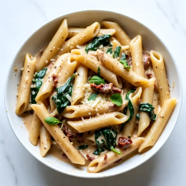 - 12 oz pasta (penne or fusilli) - 2 tablespoons olive oil - 1 medium onion, diced - 3 cloves garlic, minced - 1 cup sun-dried tomatoes, chopped - 3 cups vegetable broth - 1 teaspoon dried basil - 1 teaspoon dried oregano - ½ teaspoon red pepper flakes (optional) - 1 cup spinach, fresh - 1 cup heavy cream - ½ cup grated Parmesan cheese - Salt and pepper to taste - Fresh herbs for garnishing - Alternative cheeses We need a few simple ingredients for this creamy dish. Start with pasta. I love using penne or fusilli for this recipe. You can pick either one based on what you have. Next, grab some olive oil. It helps to sauté the onion and garlic, giving the dish a nice base. You’ll also need a medium onion and three cloves of garlic. Dice the onion finely and mince the garlic to release their flavors. Sun-dried tomatoes add a burst of flavor. Chop up one cup to mix in later. For the liquid, we will use three cups of vegetable broth. This keeps the dish tasty and rich. Herbs like dried basil and oregano are a must. One teaspoon of each will bring out the Tuscan vibe. If you like a bit of heat, add red pepper flakes. Just half a teaspoon is enough for a kick. Fresh spinach makes this pasta vibrant. Add one cup to give it color and nutrition. For creaminess, we’ll use one cup of heavy cream. Lastly, sprinkle in half a cup of grated Parmesan cheese for that cheesy goodness. Feel free to add fresh herbs or different cheeses as toppings for extra flair. This dish is versatile, so you can make it your own! {{ingredient_image_1}} First, set your Instant Pot to Sauté mode. This heats the pot quickly. Add two tablespoons of olive oil. Let it heat for about a minute. Next, add one medium onion, diced, to the pot. Sauté it until it turns translucent, which takes about 3-4 minutes. Then, add three cloves of minced garlic. Cook this for another 1-2 minutes until it smells great. Now, toss in one cup of chopped sun-dried tomatoes. Mix in one teaspoon of dried basil and one teaspoon of dried oregano. If you like some heat, add ½ teaspoon of red pepper flakes. Stir everything well to combine the flavors. Pour in three cups of vegetable broth and add 12 ounces of pasta. Make sure the pasta is fully submerged in the broth. Seal the Instant Pot lid tightly. Set it to Manual pressure for five minutes. This step locks in the steam to cook the pasta. When the timer goes off, carefully perform a quick release of the pressure. Open the lid and stir in one cup of heavy cream, one cup of fresh spinach, and ½ cup of grated Parmesan cheese. Mix until the spinach wilts and the sauce is creamy. Season with salt and pepper to taste. Let it sit for a couple of minutes to thicken before serving. - Ensuring proper pasta cooking time: For this dish, use a cooking time of 5 minutes. This time works well for most pasta shapes. If you use thicker pasta, add one more minute. Always check if the pasta is al dente after cooking. - Balancing flavors with seasonings: Use fresh herbs or dried ones. Dried herbs work well here, but fresh basil adds depth. Adjust salt and pepper to match your taste. You can start with a pinch and add more as you mix. - Suggestions for creaminess: Heavy cream gives a rich texture. If you want a lighter option, try half-and-half or coconut cream. These can still deliver creaminess without overwhelming the dish. - Alternative ingredients for variation: You can swap sun-dried tomatoes for roasted red peppers. This change gives a different flavor and keeps it fresh. For a twist, add artichoke hearts or olives. They bring a Mediterranean flair to the dish. - Creative serving suggestions: Serve the pasta in deep bowls. This makes it look inviting. You can also layer it with fresh spinach on top for a pop of color. - Using garnishes for visual appeal: A sprinkle of grated Parmesan adds a nice touch. You can also use fresh basil leaves. This not only looks good but boosts the aroma too. For a spicy kick, add a pinch of red pepper flakes on top. Pro Tips Perfect Pasta Texture: To achieve the best pasta texture, make sure you don’t overcook it in the Instant Pot. The pasta will continue to cook slightly after you release the pressure, so it’s best to aim for al dente. Flavor Boost: For added depth of flavor, try using roasted garlic instead of fresh. Simply roast a head of garlic in the oven and mash it into the sauce during the final mixing stage. Fresh Herbs Finish: Incorporating fresh herbs like basil or parsley right before serving can elevate the dish, providing a vibrant freshness that dried herbs can’t match. Make it Lighter: To lighten up this creamy pasta dish, substitute half of the heavy cream with Greek yogurt or a plant-based cream alternative for a delicious, creamy texture without all the calories. {{image_2}} You can switch up the pasta type for this dish. Try gluten-free pasta if you need to avoid gluten. Whole wheat pasta adds more fiber and a nutty flavor. Both options work well in this creamy sauce. Just remember to adjust cooking time based on the pasta you choose. Want to make it heartier? Add protein! Grilled chicken works great. You can also use shrimp for a seafood twist. If you prefer a vegan option, try chickpeas or tofu. Both add protein and texture without meat. To boost flavor, add more veggies. Bell peppers, mushrooms, or zucchini fit nicely. You can also mix in different cheeses like mozzarella or goat cheese. These options add unique tastes and creaminess to your pasta. Feel free to get creative with your ingredients! To keep your Instant Pot Creamy Tuscan Pasta fresh, store it in the fridge. Use an airtight container to prevent moisture loss. Make sure to cool the pasta to room temperature before sealing it. This helps keep it from getting mushy. It will stay good for 3 to 5 days. For reheating, use the stove or microwave. If using the stove, heat over low heat and add a splash of broth or water. This keeps the pasta creamy. Stir often to avoid sticking. If using a microwave, cover the bowl to trap moisture. Heat in short bursts and stir in between. You can freeze the pasta for longer storage. Allow the dish to cool, then place it in a freezer-safe container. It will stay good for up to 3 months. When you are ready to eat, thaw it in the fridge overnight. Reheat using the stove with some added broth or water to restore its creamy texture. You can use several alternatives for heavy cream. Here are a few options: - Coconut milk: It adds a nice creaminess and a hint of sweetness. - Greek yogurt: This gives a tangy flavor and is lower in fat. - Cashew cream: Blend soaked cashews with water for a rich, dairy-free option. - Silken tofu: Blend it until smooth for a vegan cream substitute. These alternatives make the dish lighter while still tasting great. To adapt this recipe for vegetarians or vegans, swap a few ingredients: - Replace heavy cream with coconut milk or cashew cream. - Use vegetable broth in place of any meat-based broth. - Choose a plant-based cheese or skip the cheese for a vegan meal. These swaps keep the dish flavorful and satisfying. Yes, you can use fresh herbs instead of dried ones. Here are some pros and cons: - Fresh herbs: They offer a brighter flavor and a lovely aroma. Use three times more fresh herbs than dried. - Dried herbs: They last longer and are easy to store. They're perfect for quick meals. Both options work well, so choose what you have on hand. To make a complete meal, consider these side dishes: - Garlic bread: It's perfect for soaking up the creamy sauce. - Mixed green salad: A fresh salad adds balance and crunch. - Roasted vegetables: They bring color and flavor to the table. These sides complement the pasta well and create a satisfying dinner. This recipe for Instant Pot Creamy Tuscan Pasta brings together rich flavors and easy steps. From sautéing onions to adding creamy Parmesan, each part enhances your dish. Remember, you can add meats or swap pasta types to suit your taste. With simple tips for storage and reheating, you’ll enjoy this meal multiple times. Try it out and enjoy a delicious pasta dish that satisfies!