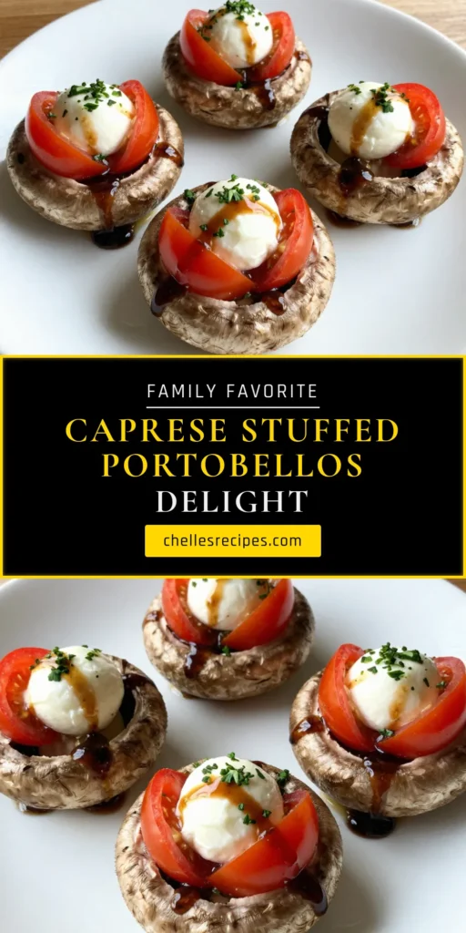 Discover the ultimate easy portobello recipe with these delicious Caprese stuffed portobello mushrooms! Bursting with flavors from fresh mozzarella, cherry tomatoes, and basil, these baked portobello mushroom caps make a delightful vegetarian dish. Perfect as a starter or a light meal, this recipe is quick to prepare and impressively tasty. Save this recipe and treat yourself to a gourmet experience tonight! #CapreseStuffedMushrooms #VegetarianRecipes #BakedMushrooms #EasyDinnerIdeas