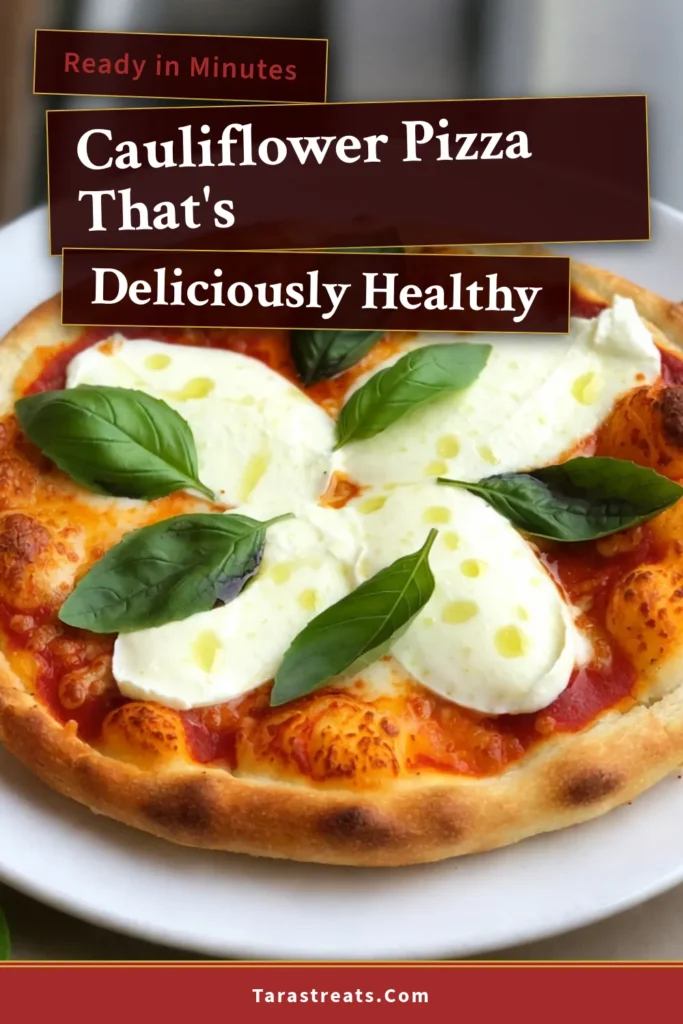 Discover the ultimate Cauliflower Crust Pizza with this delicious Margherita Pizza Recipe! Perfect for anyone seeking healthy pizza recipes, this low-carb pizza is not only gluten-free but bursting with flavor. Made with fresh ingredients like mozzarella, marinara, and basil, it's an irresistible twist on your favorite classic. Save this healthy pizza recipe for a guilt-free indulgence that everyone will love! #CauliflowerCrustPizza #LowCarbPizza #HealthyPizzaRecipes #GlutenFreePizza