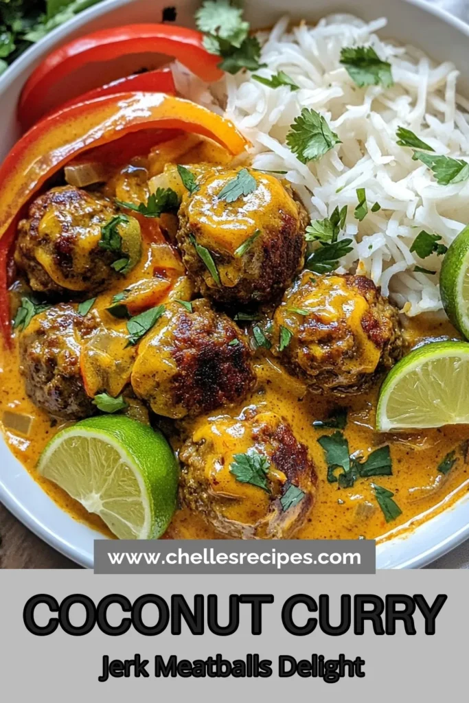 Savor the bold flavors of this jerk meatballs recipe featuring succulent ground chicken meatballs simmered in a creamy coconut milk curry. This coconut curry meatballs dish brings a taste of Jamaica to your table with its zesty jerk seasoning and aromatic spices. Perfect for a quick weeknight dinner! Try this delicious Jamaican jerk meatballs recipe today, and don’t forget to save it for later! #JerkMeatballs #CoconutCurry #GroundChickenMeatballs #JamaicanCuisine