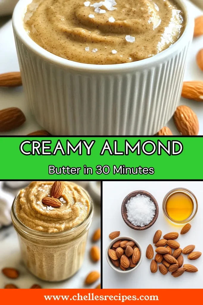 Discover how to make homemade almond butter with this easy almond butter recipe that's perfect for anyone seeking a healthy nut butter option. This creamy almond butter recipe is made with roasted almonds for an irresistible flavor. It's simple, delicious, and customizable with a touch of sweetness. Try it now and elevate your snacks! Don’t forget to save this recipe for later! #AlmondButter #HealthyEating #NutButter #HomemadeRecipes