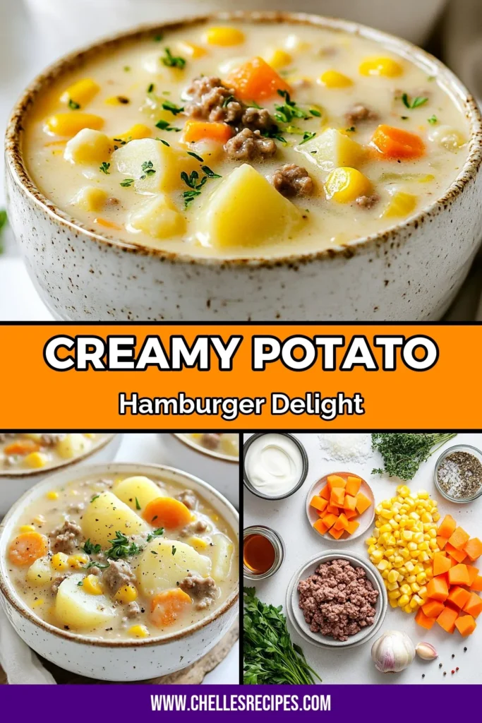 Warm up with this delicious Crockpot Creamy Potato Hamburger Soup that's perfect for busy weeknights! This easy slow cooker soup combines tender potatoes, flavorful ground beef, and creamy goodness for a comforting meal. Enjoy this hearty beef and potato soup recipe that requires minimal prep and offers maximum flavor. Don't forget to save this Crockpot potato soup for your next cozy dinner! #CrockpotPotatoSoup #CreamyHamburgerSoup #GroundBeefSoupRecipe #EasySlow CookerSoup