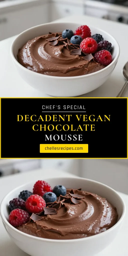 Indulge in this delicious and creamy vegan chocolate avocado mousse, a perfect healthy chocolate mousse recipe that satisfies your sweet tooth. This dairy-free dessert is rich in flavor yet easy to make, ideal for plant-based diets. Enjoy a guilt-free treat with simple ingredients in just 40 minutes. Try this easy vegan dessert and impress your friends and family! Save this recipe today! #VeganDesserts #HealthyTreats #DairyFree #PlantBased