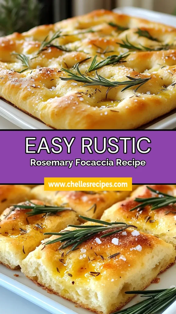 Discover the joy of baking with this Rustic Rosemary Focaccia recipe! This easy focaccia bread comes together with simple ingredients like fresh rosemary and olive oil for a delicious homemade focaccia recipe that's perfect for any occasion. Learn how to make focaccia bread right at home and impress your family and friends. Save this recipe for your next baking adventure! #Focaccia #BreadBaking #Homemade #RosemaryFocaccia