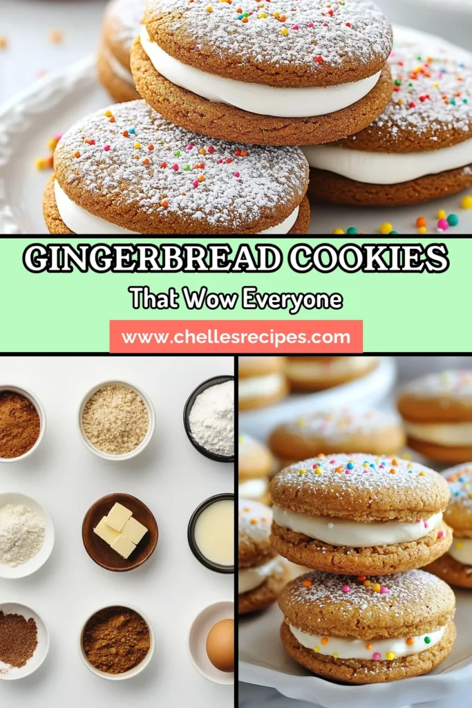 Get into the holiday spirit with these delightful gingerbread sandwich cookies! Perfect for your Christmas baking recipes, this gingerbread cookie recipe combines warm spices and creamy frosting for a festive dessert idea everyone will love. Impress your guests and create lasting memories with this easy holiday cookie recipe. Pin now and bring the joy of baking to your kitchen! #GingerbreadCookies #HolidayBaking #ChristmasTreats #CookieSeason