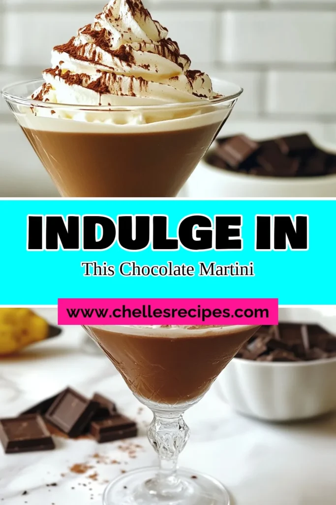 Indulge in the Ultimate Baileys Chocolate Martini, your new favorite chocolate martini recipe! This decadent chocolate cocktail combines chocolate milk, cream, and cocoa for a rich, easy chocolate dessert drink perfect for any occasion. Topped with whipped cream and chocolate shavings, this chocolate milkshake martini is irresistible. Try it today and elevate your dessert game! Save this recipe now! #ChocolateMartini #DecadentCocktail #DessertDrink #ChocolateMilkshake