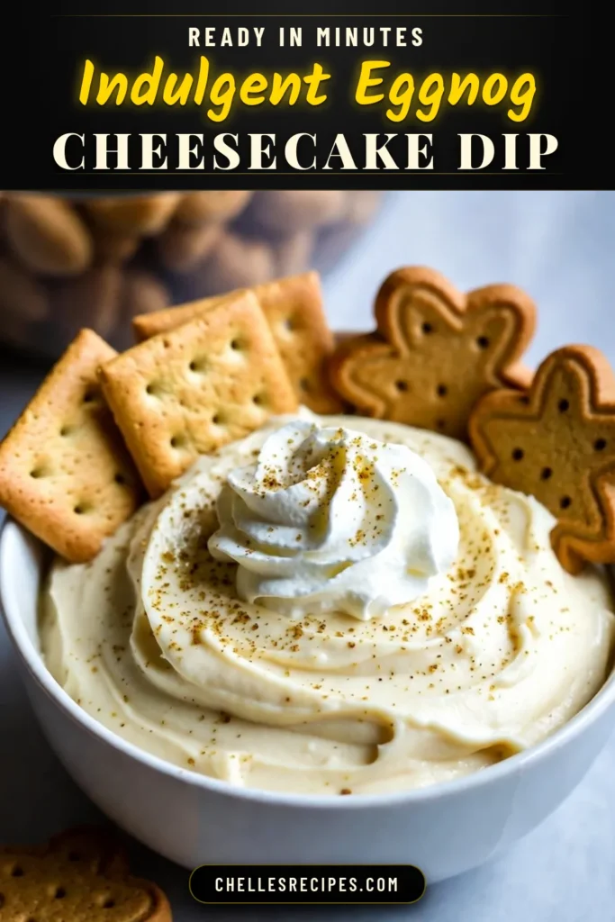 Indulge in the festive flavors of the season with this delicious holiday eggnog cheesecake dip! Itβs the perfect no-bake cheesecake dip that combines creamy cheesecake goodness with warm spices. Ideal for your next gathering, this easy holiday dessert recipe is a crowd-pleaser and a must-try for festive party dip ideas. Serve it with graham crackers and gingerbread cookies for a delightful treat. Save this creamy cheesecake dip recipe for your holiday celebrations! #HolidayEggnogCheesecakeDip #EasyHolidayDessertRecipes #NoBakeCheesecakeDip #FestivePartyDipIdeas