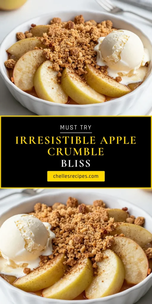 Indulge in this classic apple crumble recipe featuring tart Granny Smith apples for a mouthwatering easy apple dessert. This homemade apple crisp is perfect for cozy nights and gatherings, topped with a crunchy cinnamon apple crumble. Ready in just 55 minutes, it’s a must-try! Serve warm with vanilla ice cream for an extra delight. Save this recipe and impress your loved ones! #AppleCrumble #EasyAppleDessert #GrannySmithAppleCrumble #HomemadeAppleCrisp