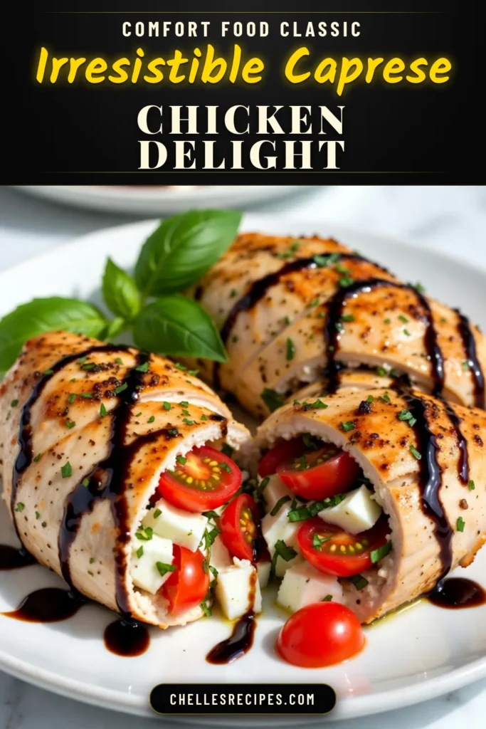 Discover this delicious Caprese stuffed chicken recipe that combines fresh mozzarella, juicy cherry tomatoes, and aromatic basil for a flavorful twist on a classic dish. This easy stuffed chicken dinner is perfect for busy weeknights or special occasions. Elevate your evening with this baked chicken with tomatoes and basil that your family will love. Don't miss out on this Italian chicken breast recipe—save it for your next meal! #CapreseStuffedChicken #EasyDinner #StuffedChicken #ItalianRecipe