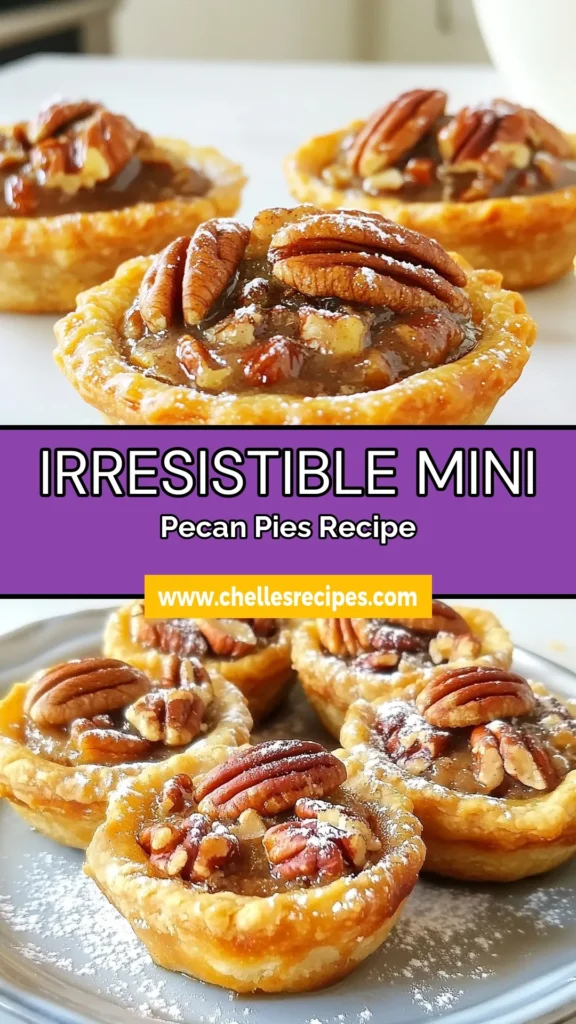 Indulge in these delightful mini pecan pies with our easy mini pie recipe! Perfect for any occasion, these bite-sized pecan desserts are a hit at parties and gatherings. Try our mini pecan tartlets that boast a rich flavor without the guilt, as they are low-calorie pecan pies. Bake up a batch today and impress your guests! Save this recipe for later and enjoy these treats anytime! #PecanPies #BiteSizedDesserts #MiniTartlets #EasyBaking