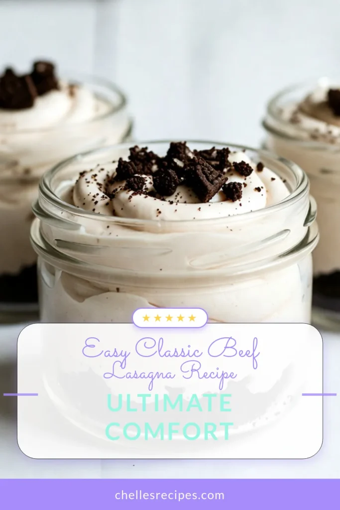 Indulge in this No Bake Oreo Cheesecake Jars recipe that’s perfect for any occasion! This easy cheesecake recipe features layers of creamy cheesecake and a crunchy Oreo crust, making it a delightful no bake dessert recipe. Perfect for gatherings or a sweet treat at home, these Oreo dessert recipes are sure to impress. Try it today and savor the flavors! Save this recipe for your next dessert adventure. #NoBakeOreoCheesecake #OreoCheesecakeJars #EasyCheesecakeRecipe #OreoDessertRecipes