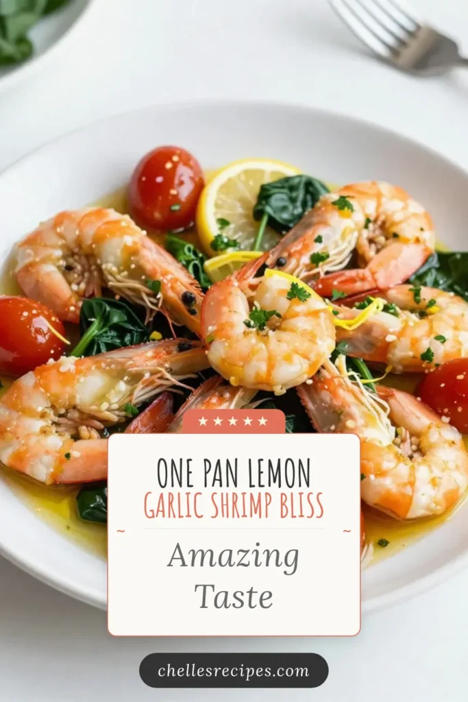 Discover a delightful one-pan shrimp dinner with this easy lemon garlic shrimp recipe! Ready in just 20 minutes, this healthy shrimp recipe features succulent shrimp with spinach and tomatoes, all sautéed in a flavorful garlic and lemon sauce. Perfect for busy weeknights, this easy shrimp skillet will become a family favorite. Save this recipe for a quick and nutritious meal any time! #LemonGarlicShrimp #HealthyShrimp #OnePanDinner #EasyShrimpRecipe