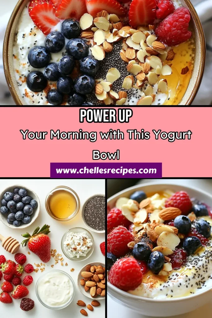 Start your day with a nutritious high-protein yogurt bowl! This Greek yogurt recipe combines creamy yogurt and cottage cheese with protein powder for a delicious, healthy breakfast idea. Packed with mixed berries, nuts, and chia seeds, it's the ultimate protein-packed snack. Perfect for any meal, this yogurt bowl is quick to prepare in just 10 minutes. Save this recipe for your ideal healthy mornings! #HealthyBreakfast #ProteinPackedSnacks #GreekYogurt #FoodieRecipes