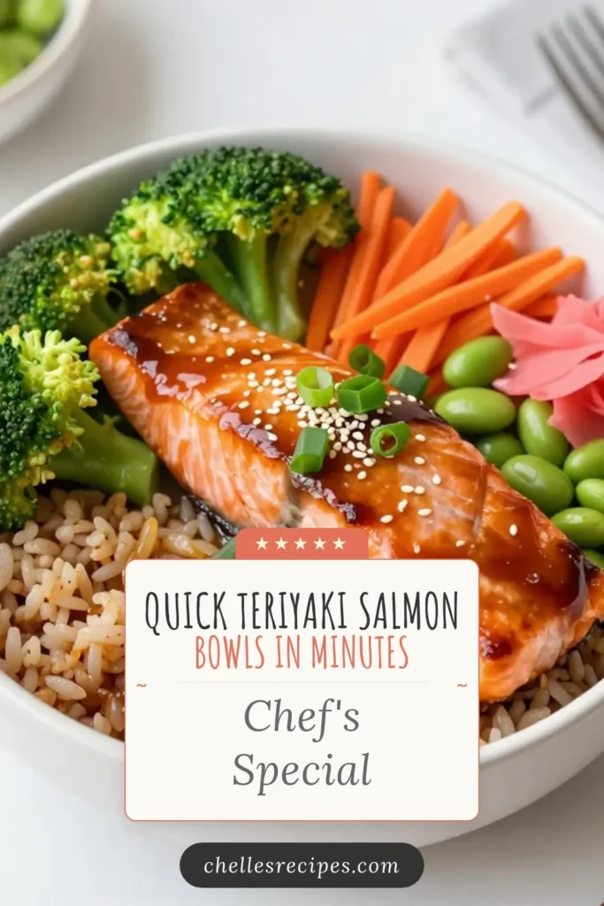 Looking for a quick salmon dinner? Try this mouthwatering teriyaki salmon bowl recipe! These healthy salmon bowls come together in just 20 minutes, making it an easy teriyaki salmon dish for busy weeknights. Enjoy the flavors of tender salmon, steamed broccoli, and brown rice with this delicious salmon rice bowl recipe. Save it to your boards for a nutritious meal! #TeriyakiSalmon #SalmonBowls #HealthyEating #QuickDinner