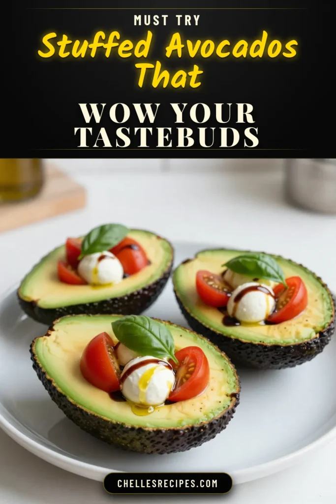 Discover the delightful flavor of Caprese stuffed avocados, a simple avocado salad recipe perfect for healthy appetizers! This recipe combines ripe avocados with fresh mozzarella, cherry tomatoes, and basil, drizzled with balsamic glaze for an irresistible touch. Easy to make and visually stunning, these Caprese stuffed avocados are ideal for any occasion. Save this recipe for a fresh and flavorful treat! #CapreseStuffedAvocados #HealthyAppetizers #AvocadoSaladRecipe #BalsamicGlazeRecipes