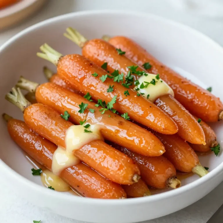 - 1 pound baby carrots, peeled - 3 tablespoons unsalted butter - 1/4 cup pure maple syrup - 1 teaspoon ground cinnamon - Salt and pepper to taste - Fresh parsley, chopped (for garnish) For this dish, use baby carrots for a sweet, tender bite. If you can’t find them, cut regular carrots into smaller pieces. The unsalted butter adds richness, but you can swap it for olive oil for a lighter option. Pure maple syrup gives the best flavor, but honey or agave can work if needed. Ground cinnamon pairs well with the maple, but feel free to experiment with nutmeg for a different taste. Always season with salt and pepper to enhance the flavors. One serving of these maple glazed carrots has around 120 calories. You get about 5 grams of fat, with most coming from the butter. The dish provides a good dose of vitamin A, thanks to the carrots. Maple syrup adds some natural sugars, giving you quick energy. This side dish is a great way to enjoy veggies while also indulging your sweet tooth. {{ingredient_image_1}} To prepare the carrots, start with one pound of baby carrots. If they are not already peeled, wash and peel them well. For larger carrots, cut them in half lengthwise. This helps them cook evenly. Next, fill a medium saucepan with water and bring it to a boil over medium-high heat. Once the water boils, carefully add the prepared carrots. Cook them for about 5 minutes. You want them tender but still firm. After 5 minutes, drain the carrots in a colander and set them aside. Now, return the same saucepan to the heat. Add three tablespoons of unsalted butter and melt it over medium heat. Once the butter is melted, pour in a quarter cup of pure maple syrup and one teaspoon of ground cinnamon. Stir the mixture until it bubbles and combines. Add the drained carrots back into the saucepan. Toss them gently in the glaze for about 3 to 4 minutes. This allows the carrots to soak up all that sweet, buttery goodness. Don’t forget to season with salt and pepper to taste. After the carrots are perfectly glazed and heated through, take them off the heat. Transfer the carrots to a serving dish. For a lovely finish, sprinkle chopped fresh parsley on top. This adds a nice pop of color. You can also drizzle a little extra maple syrup for more sweetness if you like. Serve them warm for the best flavor. Cooking carrots well makes all the difference. Here are key tips: - Choose fresh carrots: Select firm, bright-colored baby carrots. They taste better. - Uniform size: Cut larger carrots to match baby ones. This helps them cook evenly. - Don’t overcook: Boil for just 5 minutes. You want them tender but still firm. To make the glaze pop, try these ideas: - Add garlic: A clove of minced garlic gives a savory kick. - Use orange juice: A splash of orange juice adds brightness to the maple flavor. - Spices: Experiment with nutmeg or ginger for a warm twist. Maple glazed carrots shine next to many dishes. Here are some great pairings: - Roasted meats: They complement grilled chicken or roasted pork perfectly. - Grains: Serve with rice or quinoa for a hearty meal. - Salads: Toss them into a fresh salad for color and sweetness. For a stunning presentation, serve the glazed carrots in a nice bowl. Garnish with parsley and drizzle more maple syrup on top for extra flair. Pro Tips Choose Fresh Carrots: Select firm, bright orange baby carrots for the best flavor and texture. Adjust Sweetness: If you prefer a less sweet dish, reduce the amount of maple syrup to 2 tablespoons. Enhance Flavor: Add a pinch of nutmeg along with cinnamon for an extra layer of warmth and spice. Use a Non-Stick Pan: A non-stick pan will help the glaze not stick and make cleanup easier. {{image_2}} You can swap baby carrots for many other veggies. Try using parsnips for a sweet twist. Sweet potatoes also work well, adding a creamy texture. For a colorful dish, mix in bell peppers or zucchini. Just cut them to match the size of the carrots. This way, they cook evenly. If you want to change the sweetness, use honey or agave syrup. Both add a nice flavor. You can also try brown sugar for a deeper taste. For a spicy kick, add a pinch of cayenne pepper. This blends well with the maple flavor. To make this dish vegan, swap out the butter for coconut oil. This keeps the glaze rich and tasty. Maple syrup is naturally gluten-free, so you're safe there. If you want a nutty flavor, drizzle a little tahini on top. It adds creaminess without dairy. To store your maple glazed carrots, let them cool first. Place them in an airtight container. Make sure to seal it well. You can keep them in the fridge for up to three days. This helps keep the flavors fresh and tasty. When ready to eat leftovers, use a microwave or a pan. If using a microwave, place the carrots in a bowl. Cover them with a damp paper towel. Heat for about one to two minutes. Stir midway to ensure even heating. If using a pan, add a splash of water. Heat on low until warm. Stir often to prevent sticking. Freezing is a great option if you have extra carrots. Start by letting them cool completely. Place them in a freezer-safe bag. Remove as much air as possible before sealing. You can freeze them for up to three months. When ready to eat, thaw in the fridge overnight. Reheat using the methods mentioned above. This keeps the flavor and texture good. Yes, you can use frozen carrots. They save time and are easy to prepare. Just make sure to thaw them first. This helps them cook evenly. Boil them briefly like fresh carrots. The glaze will still taste great with frozen carrots. You can use honey or agave syrup as a substitute. Both add sweetness and flavor. Brown sugar mixed with a bit of water is also a good option. Just keep in mind that the taste will change slightly. Maple syrup gives a unique flavor that is hard to match. To get crispy carrots, try roasting them instead of glazing them on the stove. Toss the baby carrots with olive oil, salt, and pepper. Roast them in the oven at 425°F for about 20-25 minutes. You can also sauté them longer in the glaze for a firmer texture. We covered a lot about cooking maple glazed carrots. We discussed ingredients, measurements, and nutritional facts. Next, we went through step-by-step instructions to prepare and serve the dish. I shared tips to enhance flavor and suggested great pairings. We explored various vegetable options and substitutions for diets. Lastly, we looked at storage and reheating tips for leftovers. Overall, this recipe is easy and tasty. You can enjoy these carrots any time!